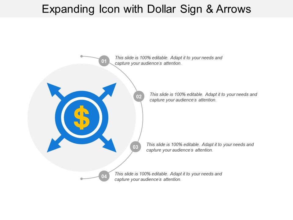 960x720 Expanding Icon With Dollar Sign And Arrows Powerpoint Design