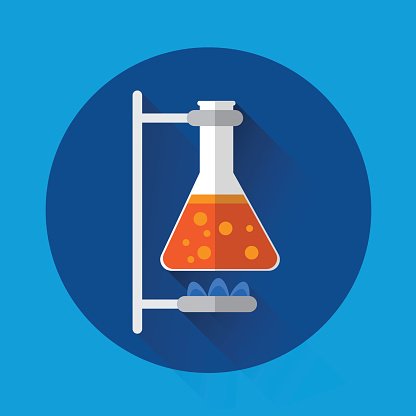 416x416 Flask Chemistry Reaction Experiment Icon Stock Vectors