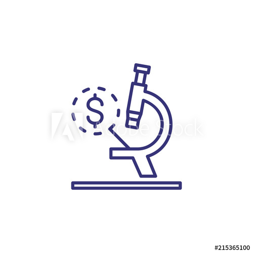 500x500 Monetary Expertise Line Icon Money, Dollar, Microscope Finance
