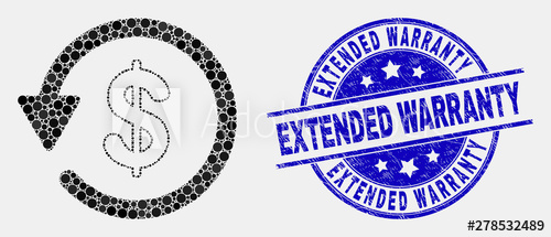 500x215 Pixelated Dollar Refund Mosaic Icon And Extended Warranty Seal