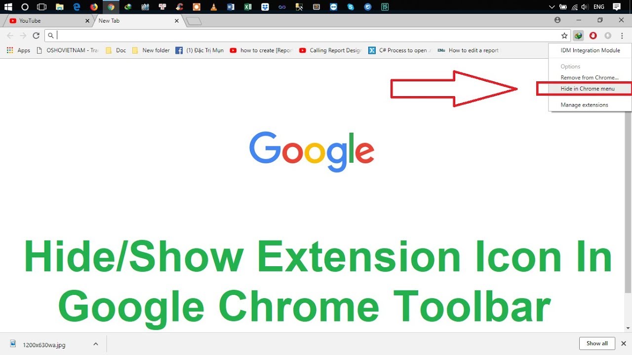 1280x720 Hideshow Extension Icon In Google Chrome Toolbar
