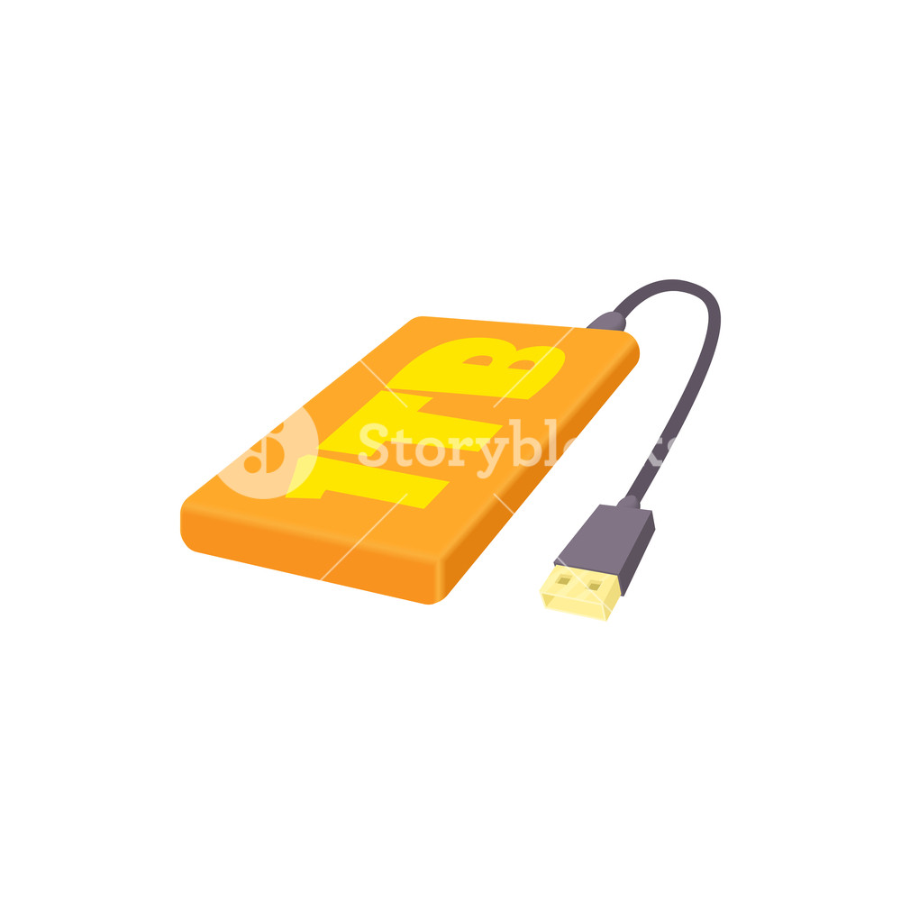1000x1000 External Hard Drive Icon In Cartoon Style Isolated On White