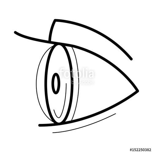 500x500 Eye With Contact Lens Icon, Side View Line Art Pictogram, Image