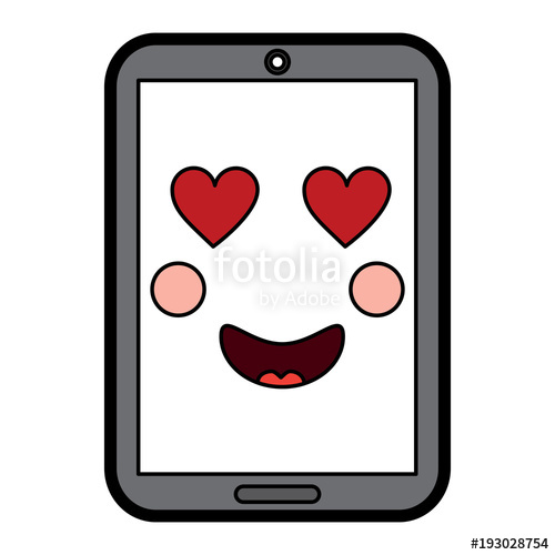 500x500 Cellphone Heart Eyes Emoji Icon Image Vector Illustration Design