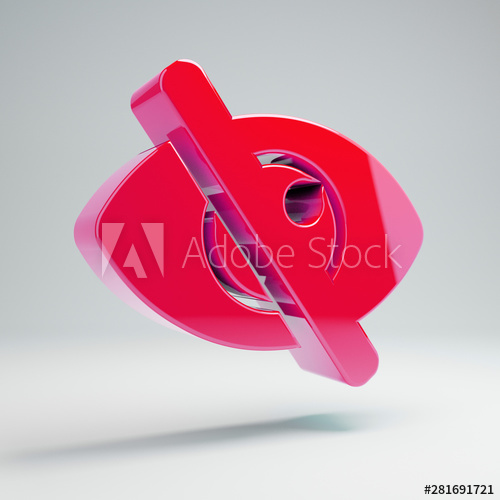 500x500 Volumetric Glossy Hot Pink Eye Slash Icon Isolated On White