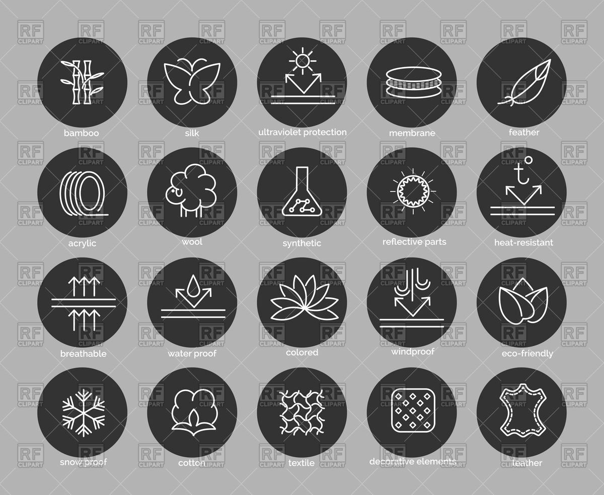 1200x982 Fabric Feature Line Icons Vector Image Of Signs, Symbols, Maps
