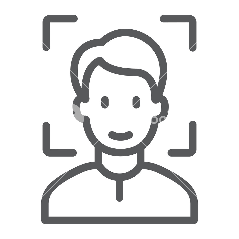 1000x1000 Face Id Line Icon, Face Recognition Royalty Free Stock Image