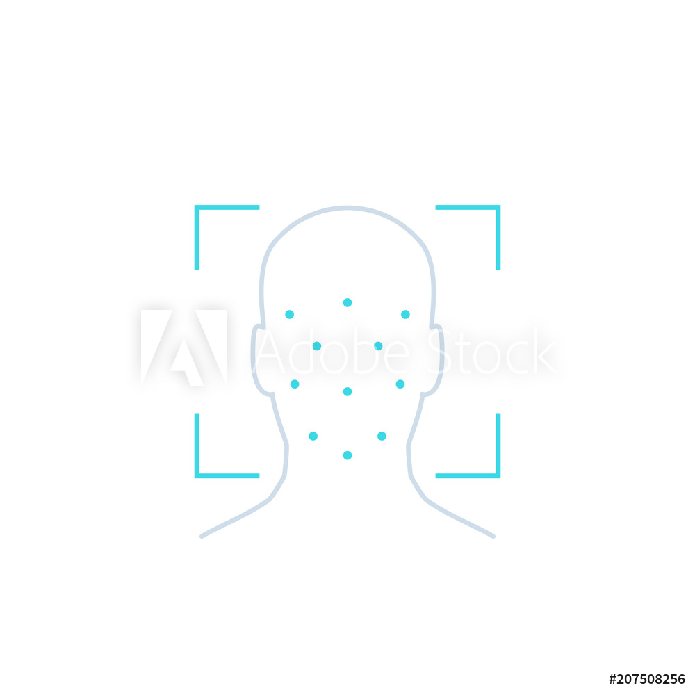 1000x1000 Photo Art Print Face Recognition, Biometric Identification
