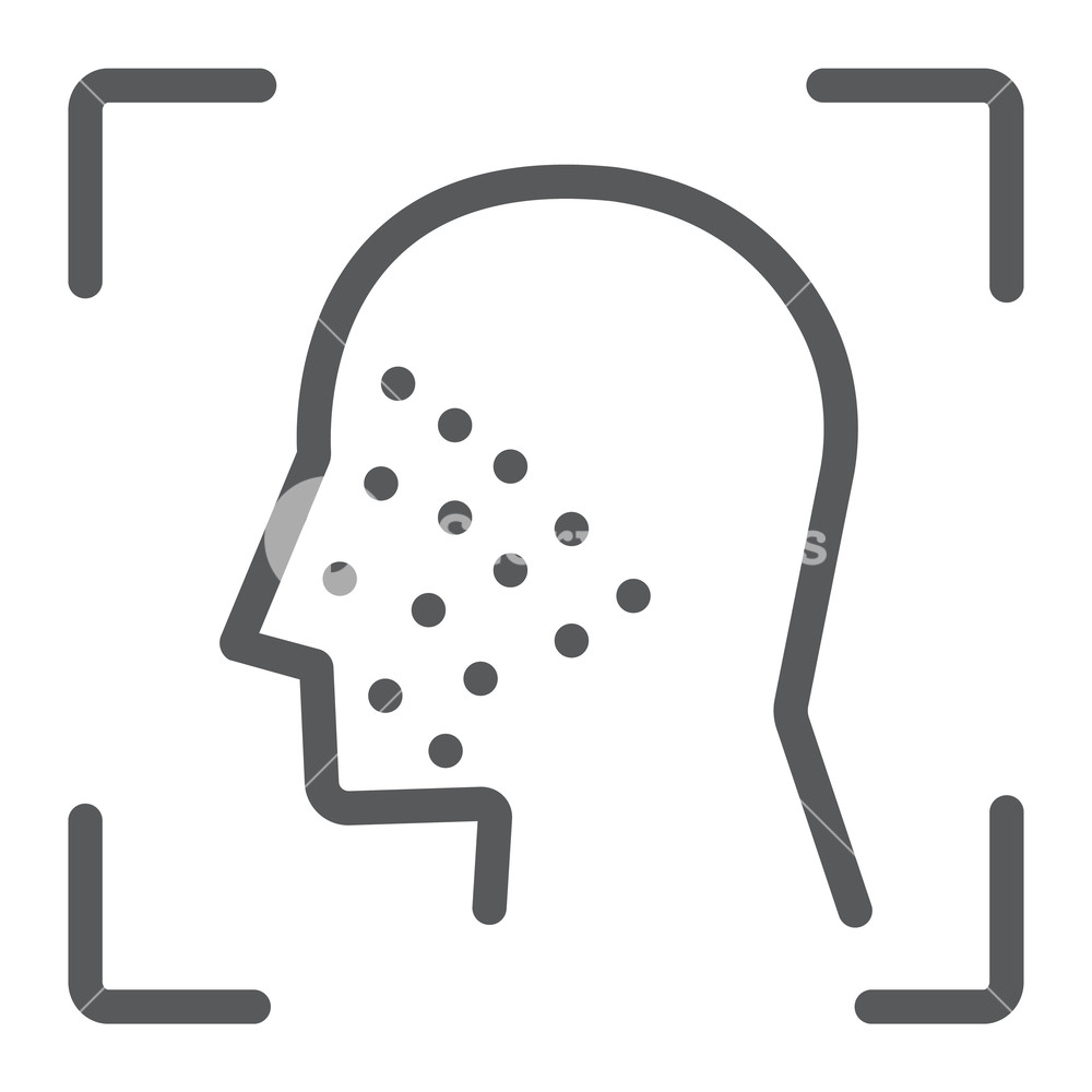 1000x1000 Face Id Line Icon, Face Recognition Royalty Free Stock Image