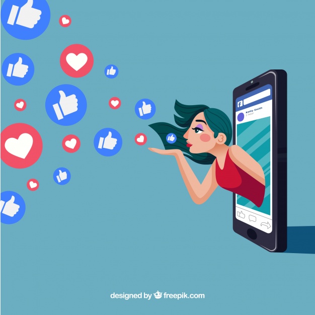 626x626 Facebook Background With Heart And Like Icon Vector Free Download