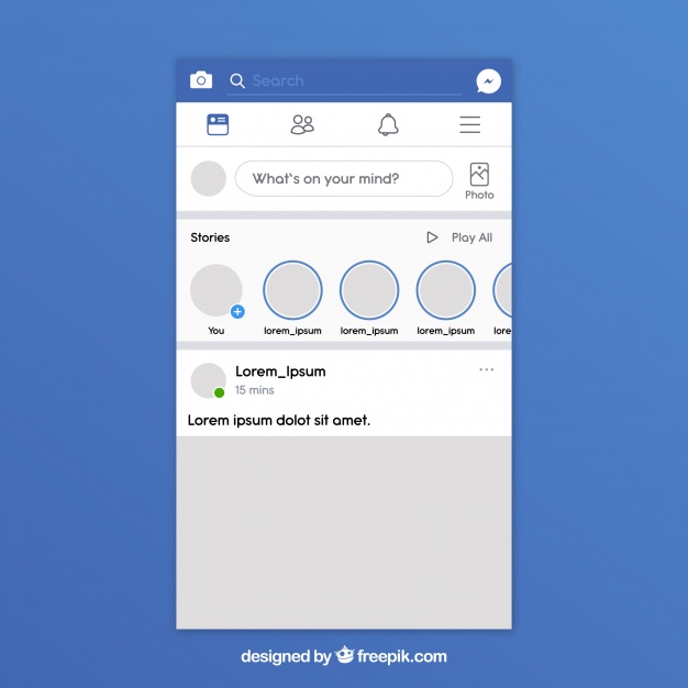 626x626 Facebook App Interface With Minimalist Design Vector Free Download