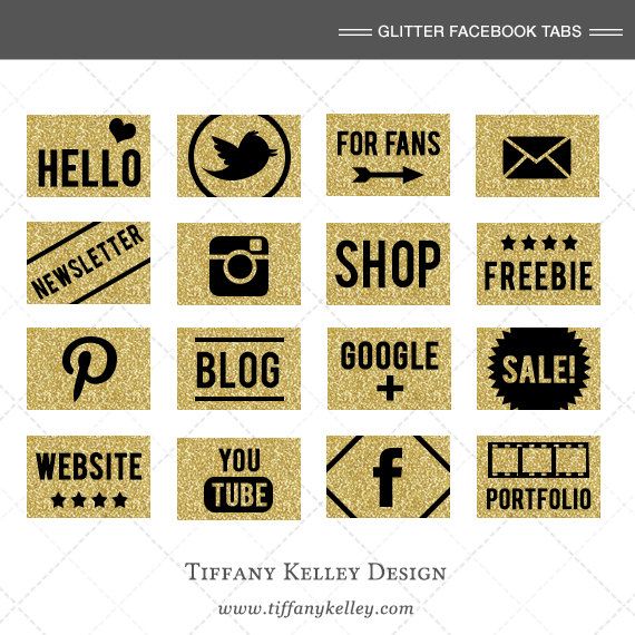 570x570 Custom Gold Glitter Facebook App Icons Buttons, Gold Glitter