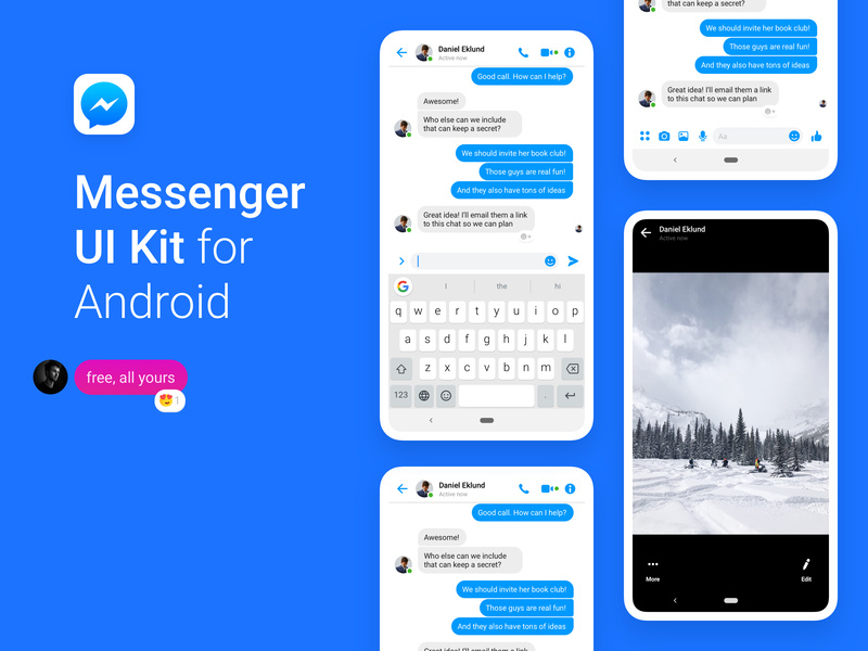 800x600 Facebook Messenger Ui Kit For Android Free