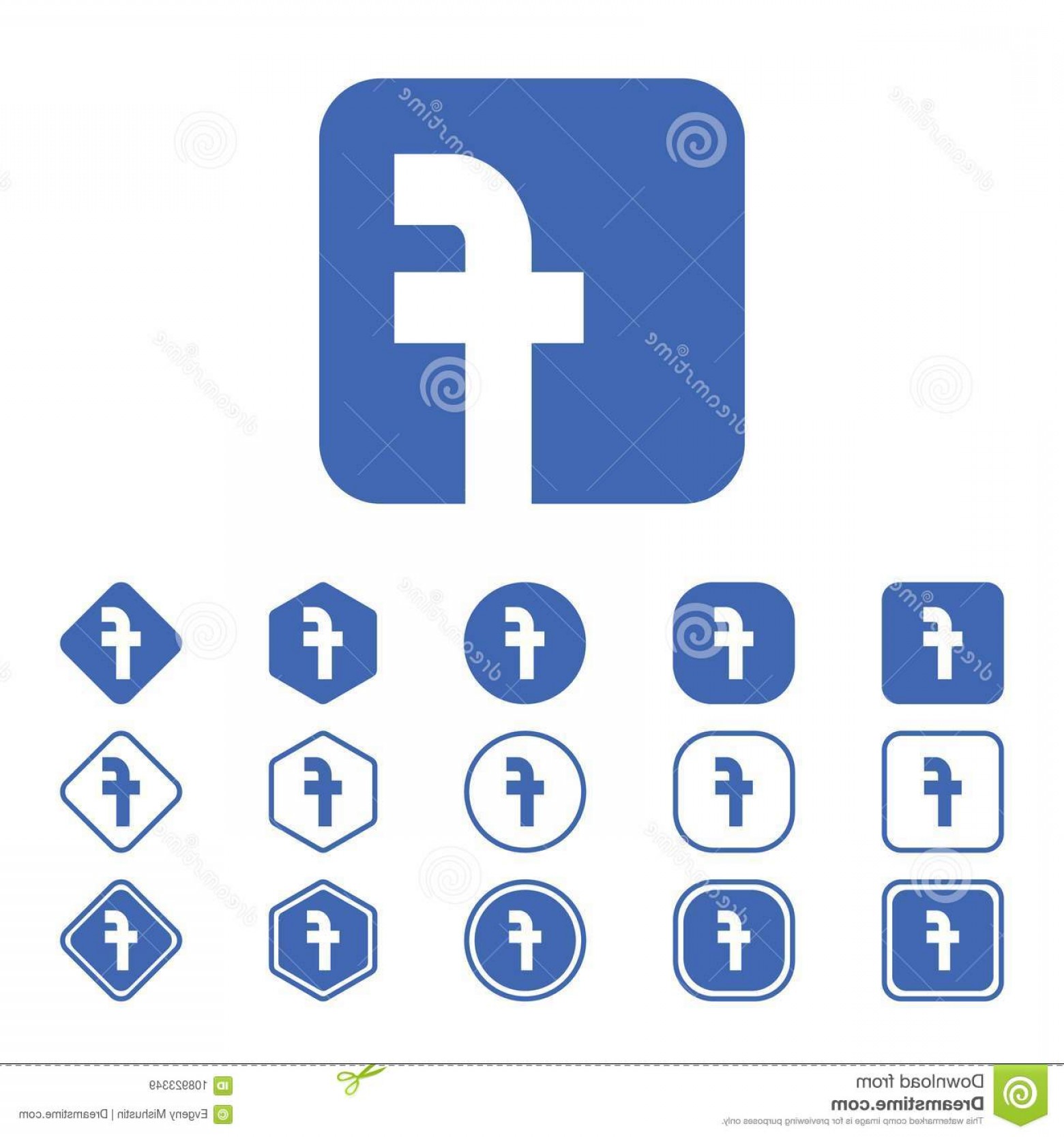 1560x1668 Set Facebook Flat Icon White Background Isolated Vector