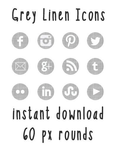 397x511 Grey Linen Gray Linen Round Social Media Icon Set