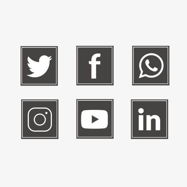 640x640 Social Media Icon Set Grey Facebook Whatsapp Youtube, Social