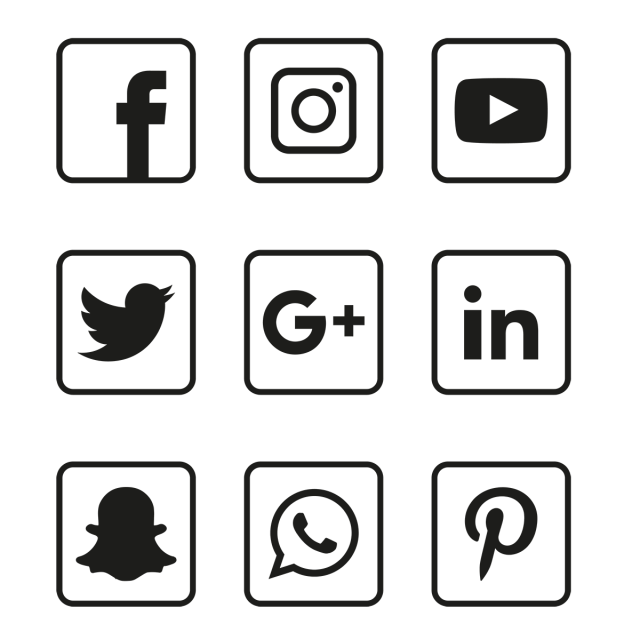 640x640 Social Media Black Icons Set, Social, Media, Icon Png And Vector