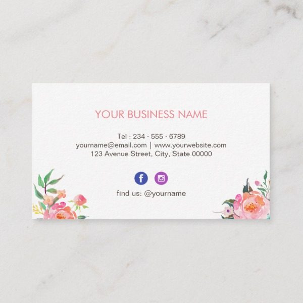 Modern Watercolor Floral Facebook Instagram Icon Business Card 600x600 Modern Watercolor Floral Facebook Instagram Icon Business Card