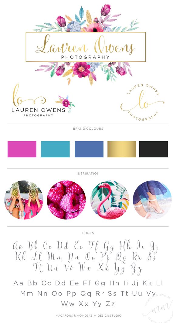 570x1066 Watercolor Logo Design, Rose Gold Logo Branding Kit, Calligraphy