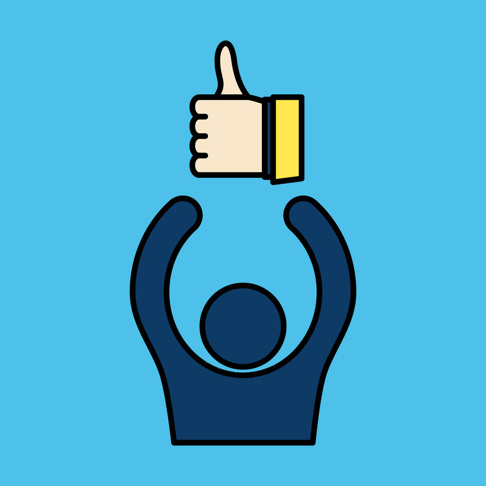1000x1000 Thumbs Up Like Social Network Facebook Etc Icon Vector