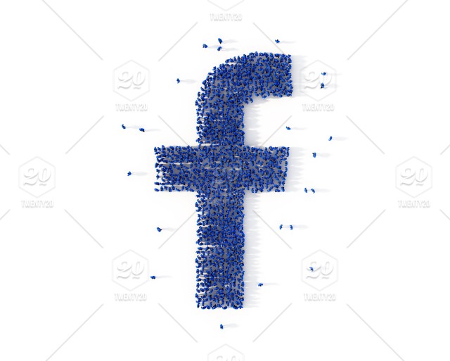 640x513 Large Group Of People Forming A Letter F Icon Social Media Concept