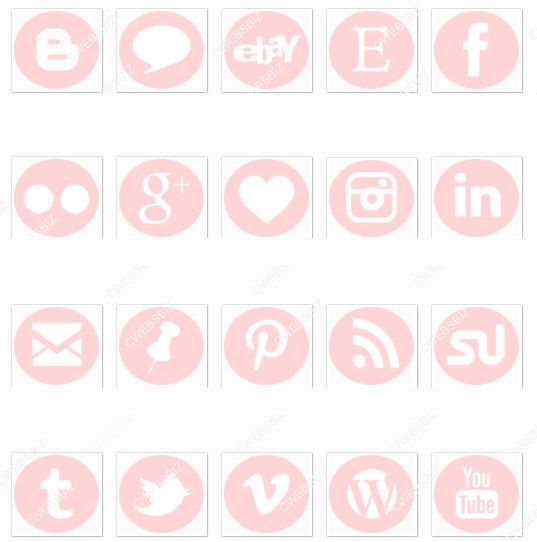 537x542 Piece Social Media Icon Pink Button Set