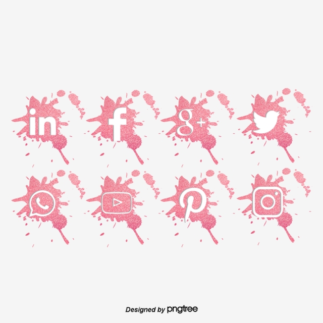 640x640 Pink Spattering Social Media Icons, App, Facebook, Icon Png