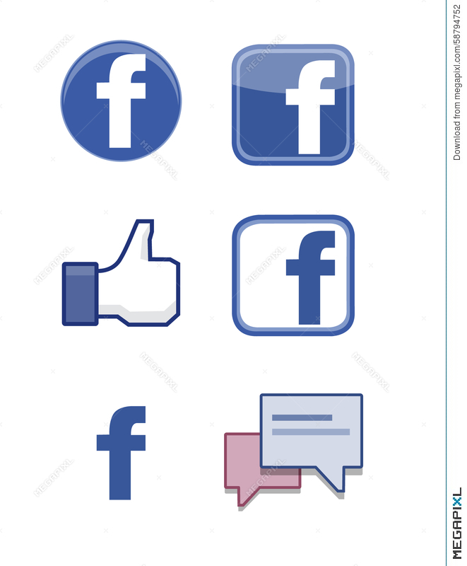 661x800 Facebook Icon Set Vector Illustration