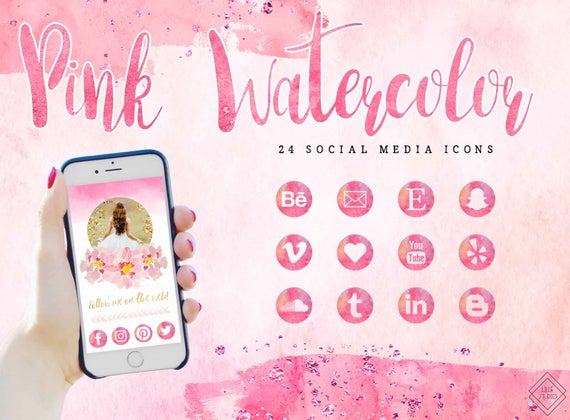 Pink Watercolor Social Media Icons Pink Social Icon Blog Etsy 570x420 Pink Watercolor Social Media Icons Pink Social Icon Blog Etsy