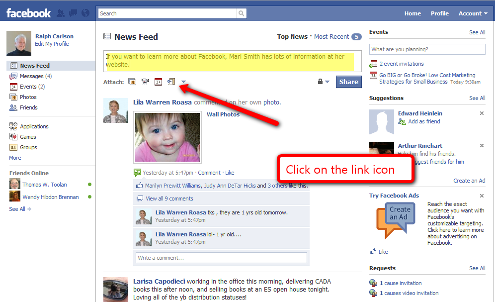 Facebook Lesson Adding A Link To Your Update 996x607 Facebook Lesson Adding A Link To Your Update
