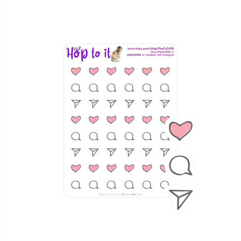 794x794 Heart Speech Bubble And Plane Mini Icon Stickers Etsy