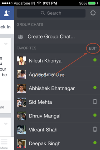 320x480 Create A Favorite List In Chat List Of Facebook Application Apps