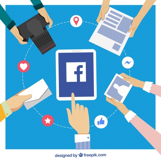 626x626 People Background With With Facebook Icon And Objects Vector