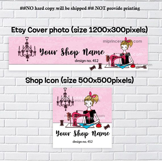 570x566 Sewing Machine With Woman Girl Lady, Etsy Cover Photo