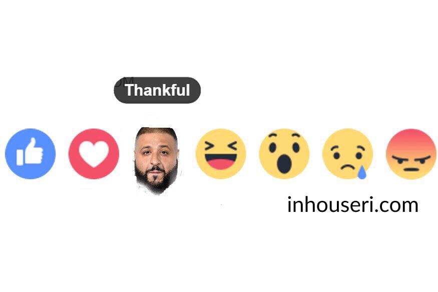 875x583 This Is Dj Khaled's Face As The 'thankful' Facebook Reaction Icon