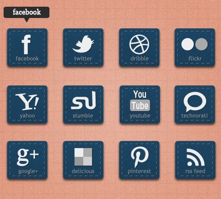 430x387 Free Rectangle Social Buttons Facebook, Twitter, Dribble