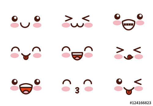 500x348 Cute Anime Style Facial Expression Icons Buy This Stock