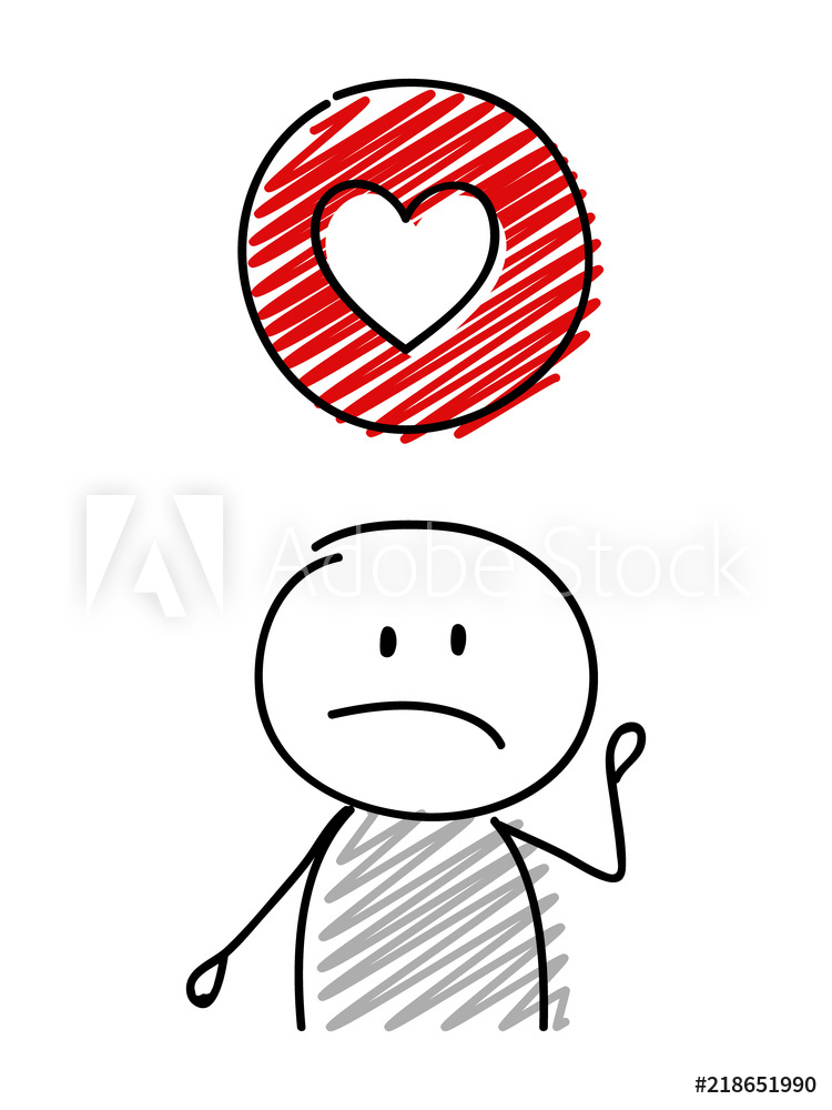 750x1000 Photo Art Print Stickman With Sad Facial Expression Holiding