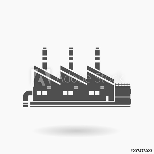 500x500 Factory Building Icon Vector Illustration Silhouette