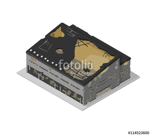 500x450 A Vector Illustration Of A Damaged Factory Building Icon