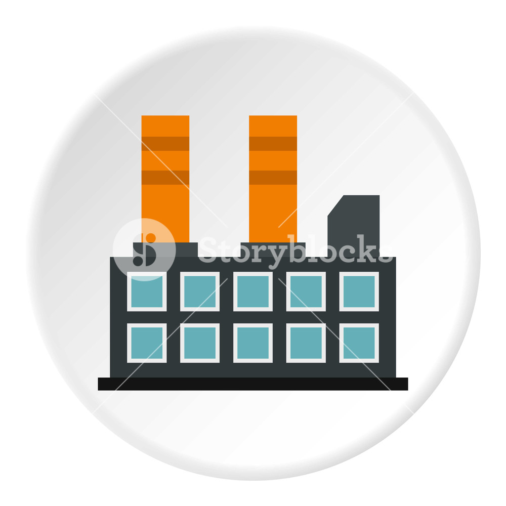 1000x1000 Industrial Factory Building Icon In Flat Circle Isolated Vector