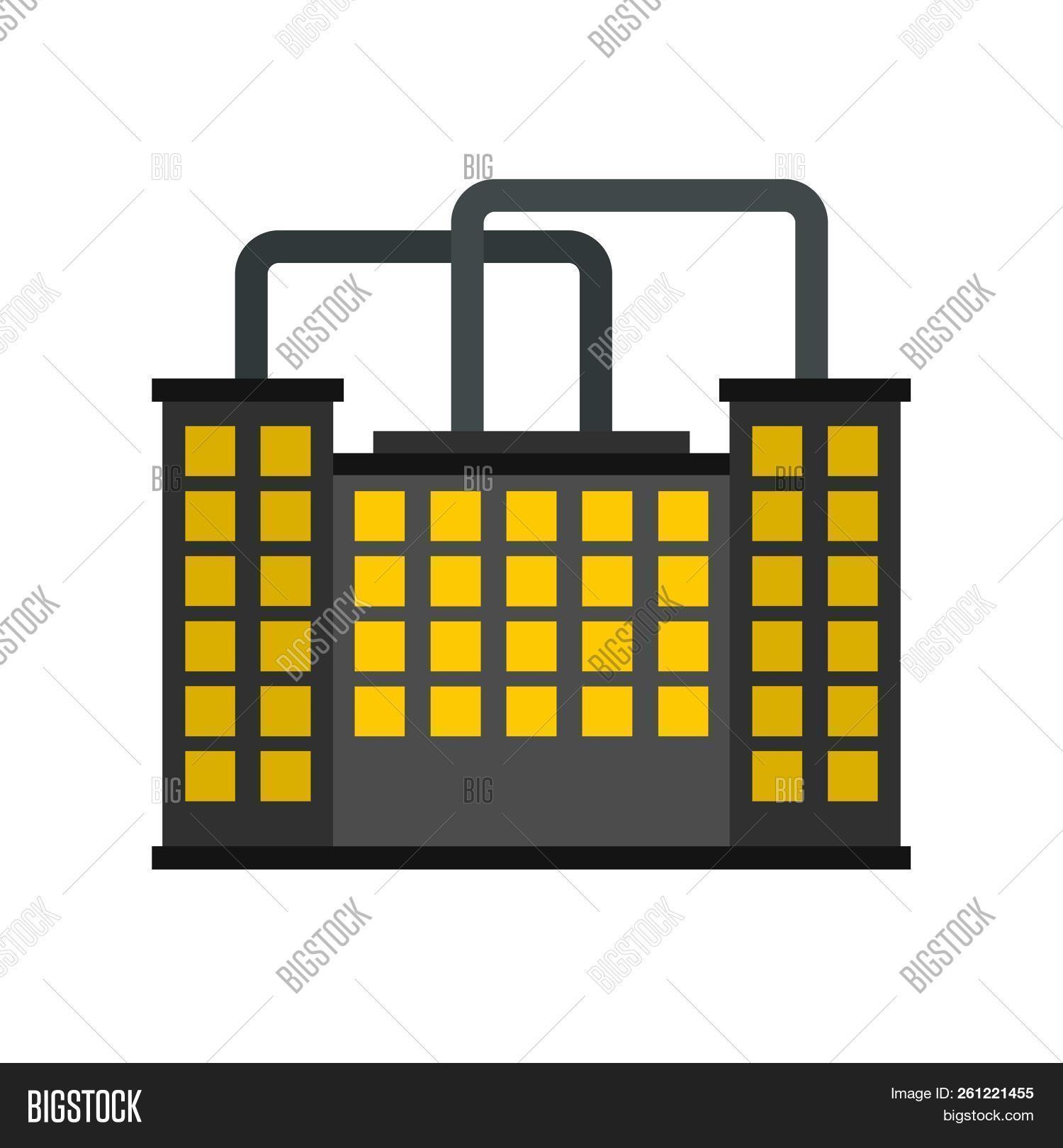 1500x1620 Manufacturing Factory Building Icon In Flat Style Image