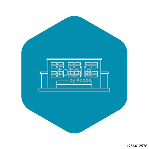 500x500 Manufacturing Factory Building Icon Outline Illustration