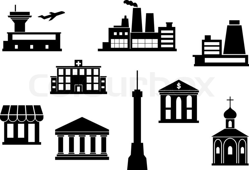 800x549 City Building Icons Set