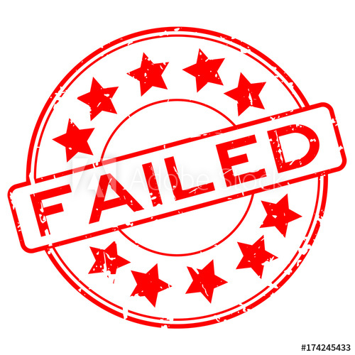 500x500 Grunge Red Fail Wording With Star Icon Round Rubber Seal Stamp