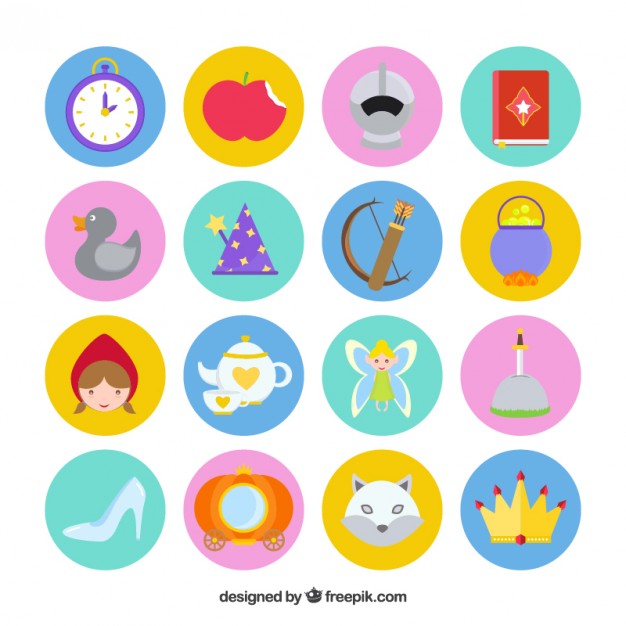 626x626 Flat Fairy Tales Icon Collection Vector Free Download