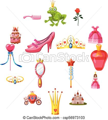 423x470 Princess Fairytale Doll Icons Set, Cartoon Style Princess