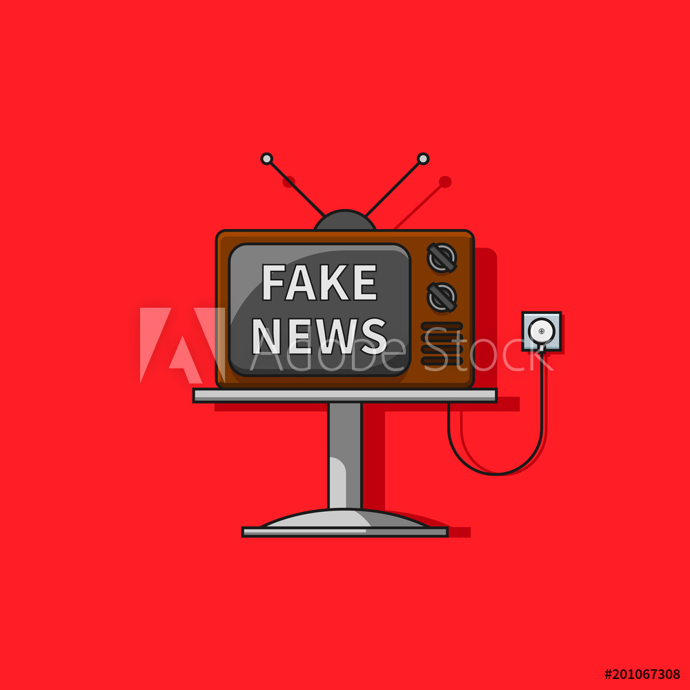 1000x1000 Photo Art Print Television Fake News Cartoon Concept Line Vector
