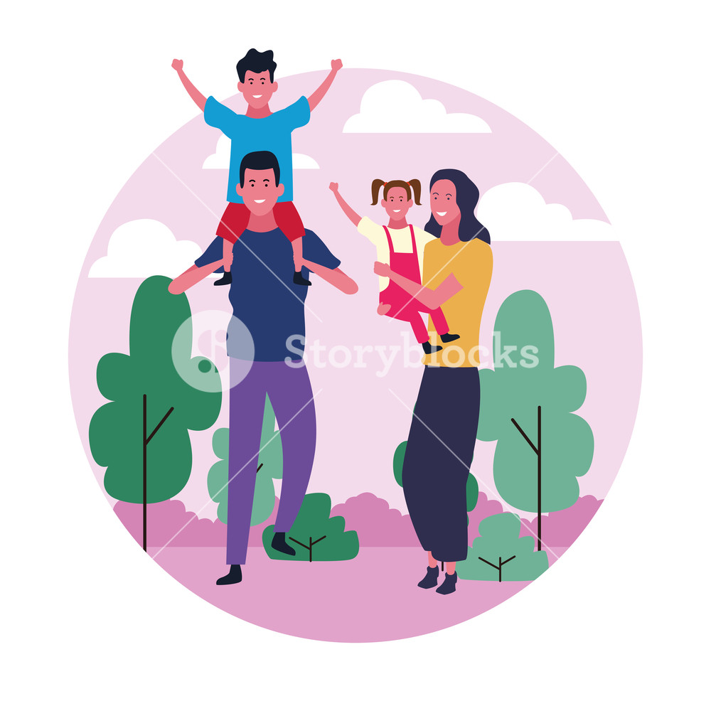 1000x1000 Family Group Avatar With Round Icon Parkscape Vector Illustration