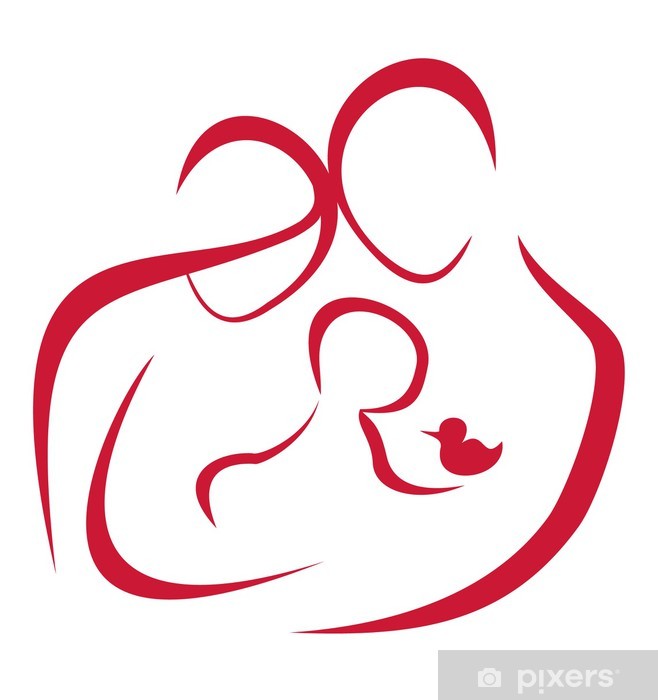 658x700 Family Icon Of Parents Playing With Their Child Wall Mural